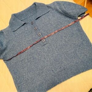 Blue Knit Collared Sweater